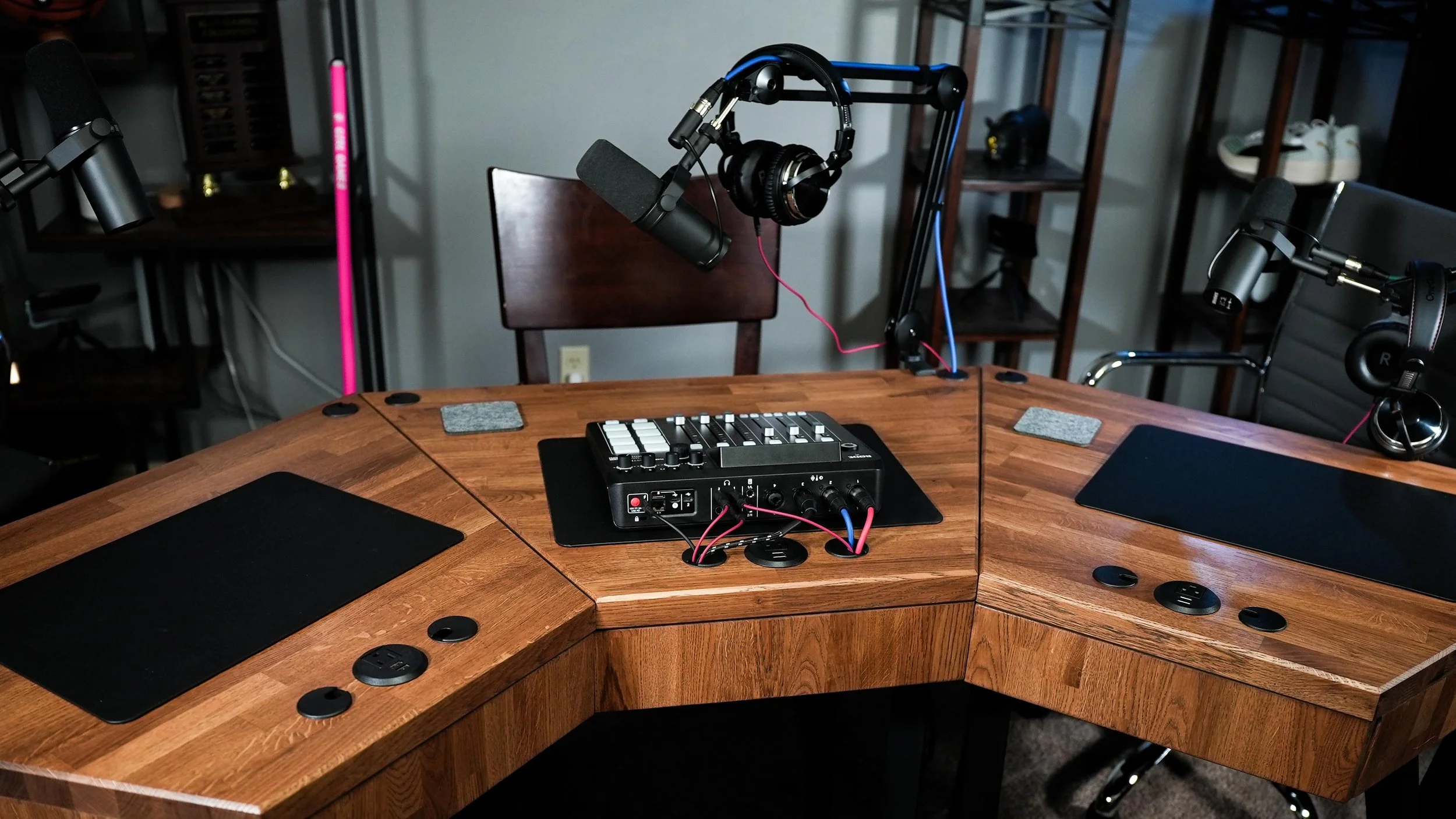 Professional podcast recording studio equipment and AI tools for podcasting