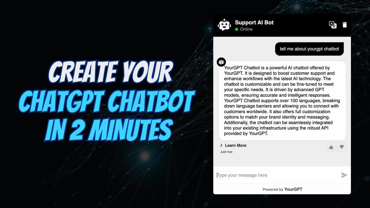 Custom GPT chatbot interface showing no-code AI assistant builder for free